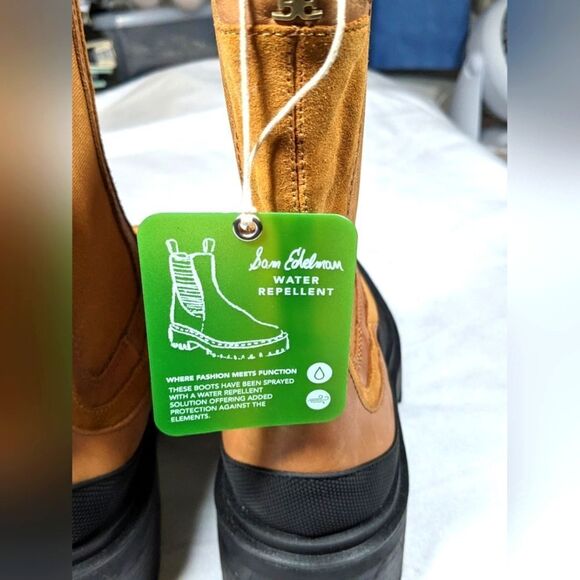 New Sam Edelman Luila Chelsea Suede Leather Boots Water Repellent Size 10 - Picture 7 of 11